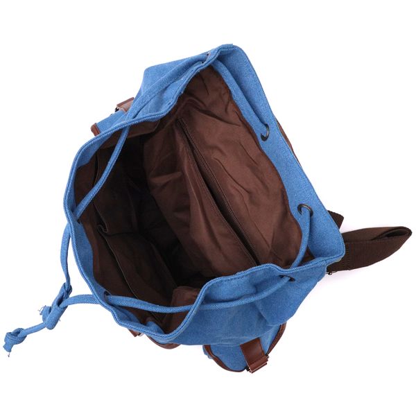 Місткий текстильний рюкзак, що закривається клапаном на магніт Vintage 22152 Блакитний 56788 фото