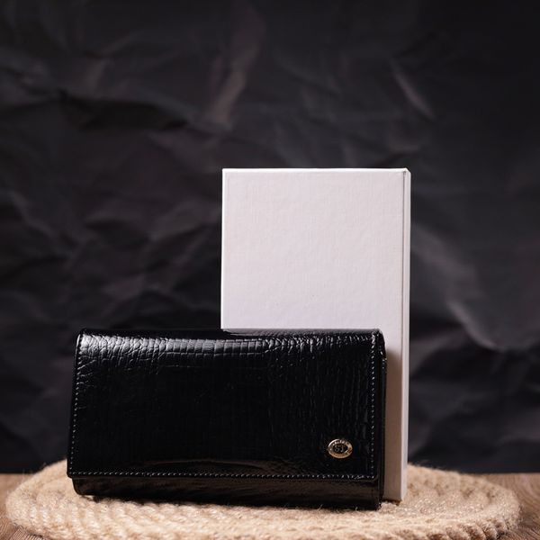Лаковий жіночий гаманець з візитницею ST Leather 19403 Чорний 19403 фото
