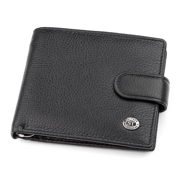 Чоловічий гаманець ST Leather 18309 (ST113-1) із Затискачачем для грошей Чорний 18309 фото