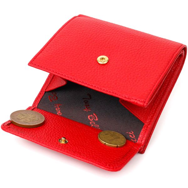 Яскравий жіночий гаманець із місткою монетницею на кнопці з натуральної шкіри Tony Bellucci 22011 Червоний 22011 фото
