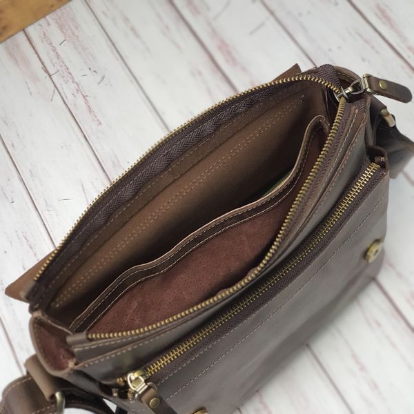 Мужская удобная кожаная сумка на плечо SGE AU 002 brown коричневый AU 002 brown фото