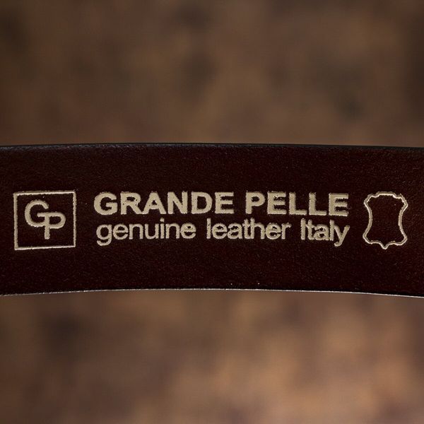 Ремінь чоловічий з класичною алюмінієвою пряжкою Grande Pelle 11268 Червоно-коричневий 11268 фото