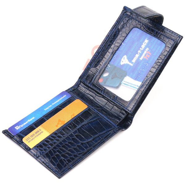 Стильний чоловічий гаманець із натуральної фактурної шкіри CANPELLINI 21514 Синій 21514 фото