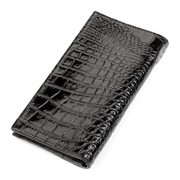 Портмоне вертикальне CROCODILE LEATHER 18267 з натуральної шкіри крокодила Чорне 18267 фото