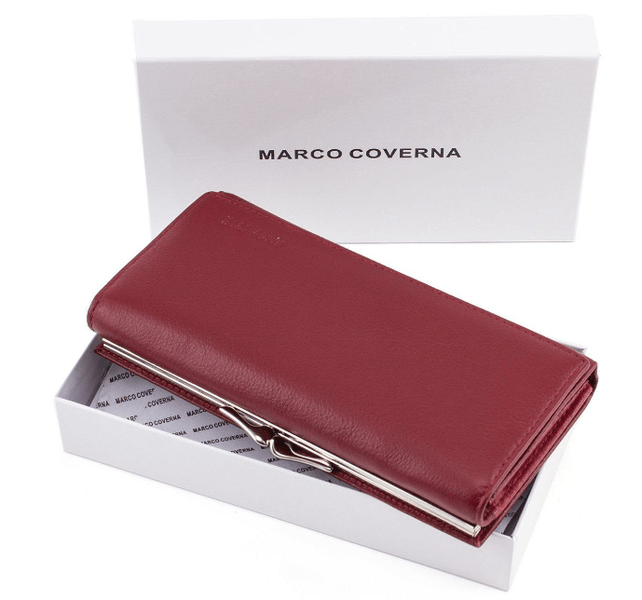 Бордовый кожаный кошелёк на магните женский Marco coverna MC-1412-4 MC-1412-4 фото