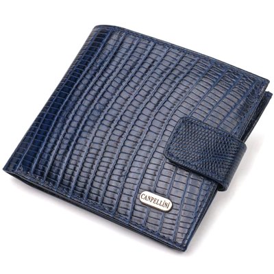 Чоловічий гаманець з натуральної шкіри горизонтального формату з тисненням CANPELLINI 21767 Синій 21767 фото