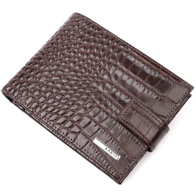 Класичний чоловічий гаманець із натуральної шкіри з тисненням під крокодила KARYA 21199 Коричневий 21199 фото