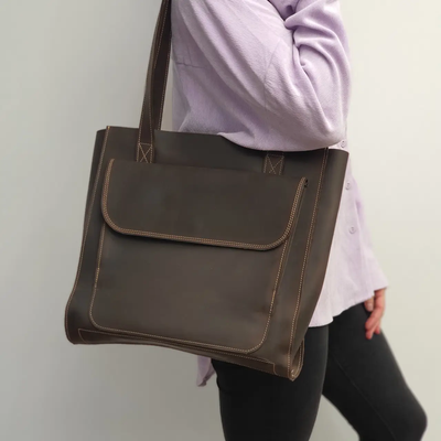 Стильна жіноча шкіряна сумка шопер SGE WSH 001 bordo коричнева WSH 001 brown фото