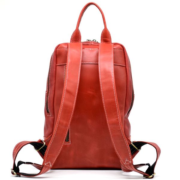 Жіночий червоний шкіряний рюкзак TARWA RR-2008-3md середнього розміру RR-2008-3md фото
