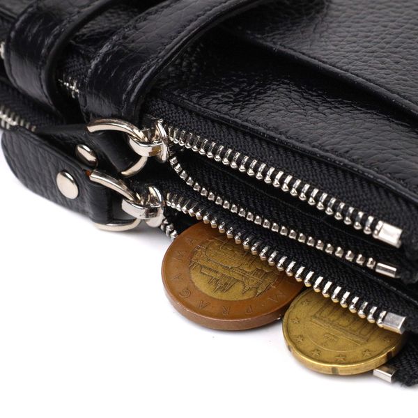 Класичний жіночий гаманець із зручним функціоналом із натуральної шкіри CANPELLINI 21717 Чорний 21717 фото