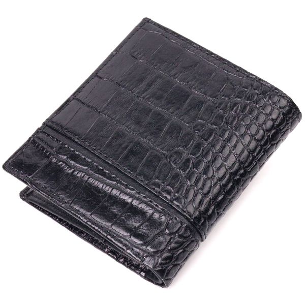 Оригінальне портмоне для чоловіків з натуральної шкіри з тисненням під крокодила KARYA 21325 Чорний 21325 фото
