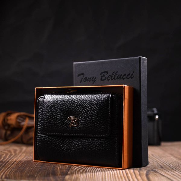 Стильний жіночий гаманець з місткою монетницею на блискавці з натуральної шкіри Tony Bellucci 22012 Чорний 22012 фото