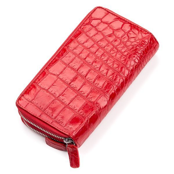 Гаманець - клатч жіночий CROCODILE LEATHER 18027 з натуральної шкіри крокодила Червоний 18027 фото