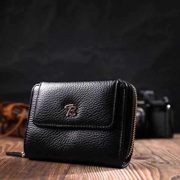 Стильний жіночий гаманець з місткою монетницею на блискавці з натуральної шкіри Tony Bellucci 22012 Чорний 22012 фото