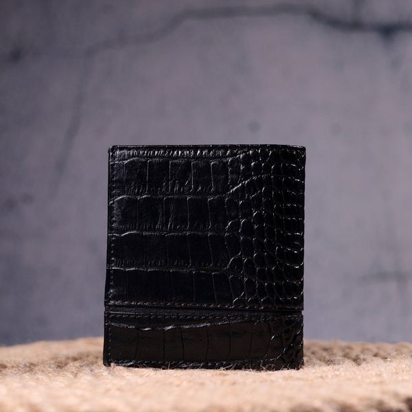 Оригинальное портмоне для мужчин из натуральной кожи с тиснением под крокодила KARYA 21325 Черный 21325 фото