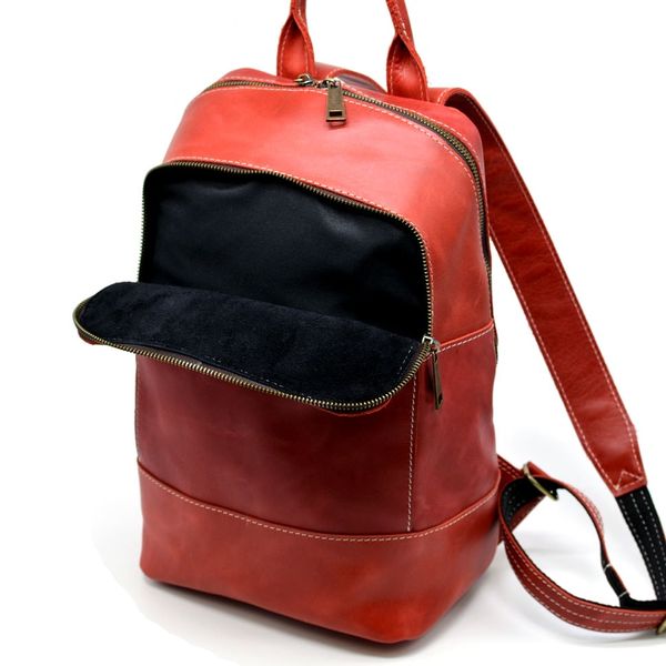 Жіночий червоний шкіряний рюкзак TARWA RR-2008-3md середнього розміру RR-2008-3md фото