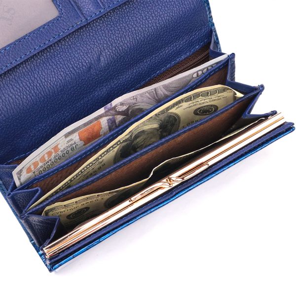 Стильний жіночий гаманець із лакованої шкіри з візитницею ST Leather 19404 Синій 19404 фото