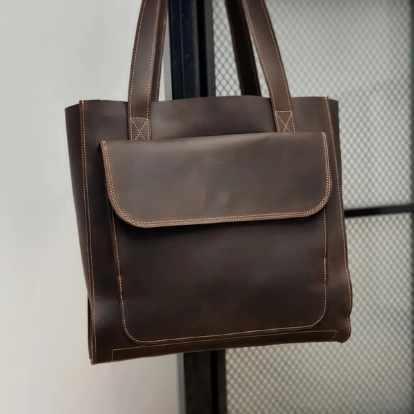 Стильная кожаная женская сумка шоппер SGE WSH 001 bordo коричневая WSH 001 brown фото