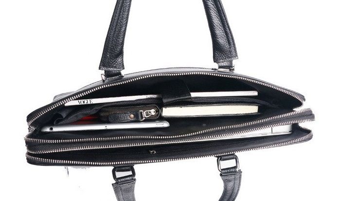 Чорна сумка під ноутбук із свинячої шкіри Bexhill Bx17610 Black Bx17610 Black фото