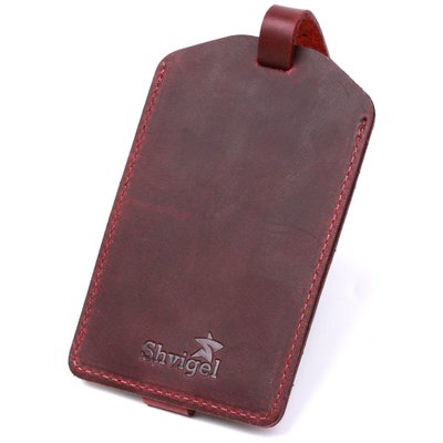 Матовая винтажная кожаная бирка на чемодан Shvigel 16558 Бордовый 16558 фото