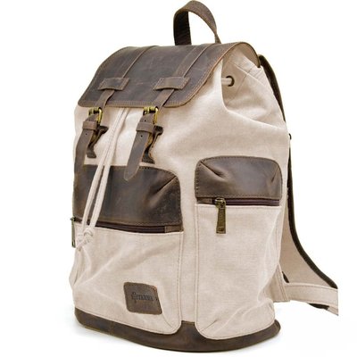 Рюкзак серый (светлый) из парусины и кожи RGj-0010-4lx от бренда TARWA RGj-0010-4lx фото