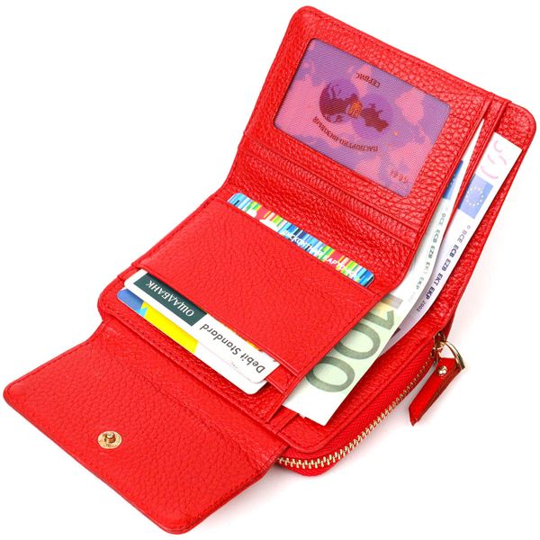 Яскравий жіночий гаманець із місткою монетницею на блискавці з натуральної шкіри Tony Bellucci 22013 Червоний 22013 фото