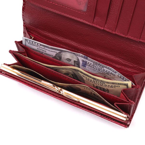 Яскравий жіночий гаманець із лакованої шкіри з візитницею ST Leather 19405 Червоний 19405 фото