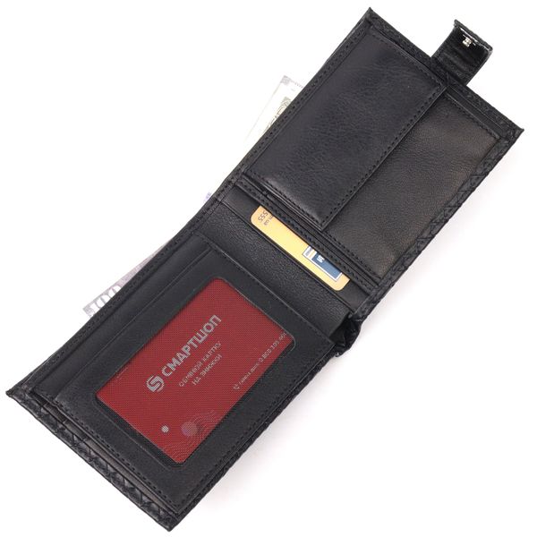 Плетений чоловічий гаманець з натуральної шкіри KARYA 21200 Чорний 21200 фото