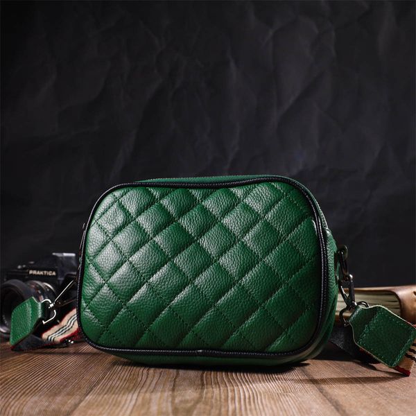Жіноча прямокутна сумка крос-боді з натуральної шкіри 22113 Vintage Зелена 22113 фото