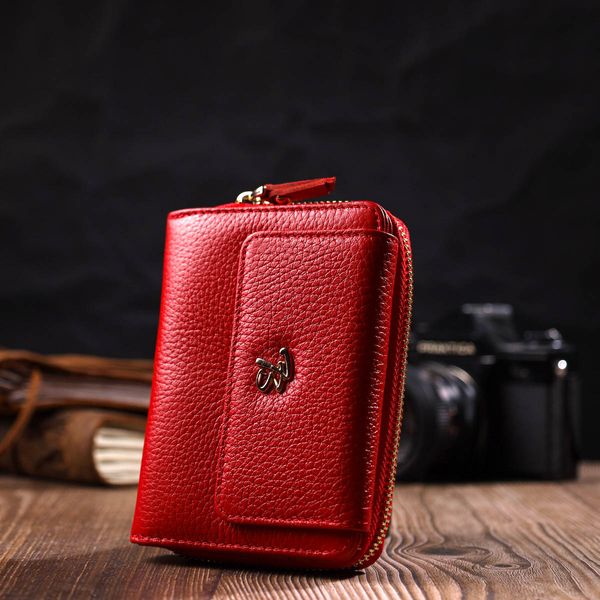Яскравий жіночий гаманець із місткою монетницею на блискавці з натуральної шкіри Tony Bellucci 22013 Червоний 22013 фото