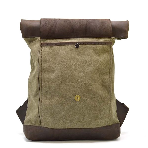 Ролл-ап рюкзак из лошадиной кожи и канвас TARWA ROc-5191-3md ROc-5191-3md фото