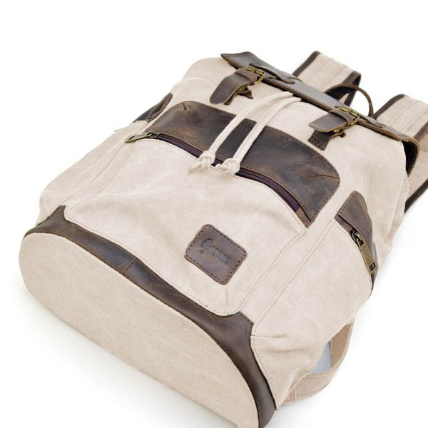 Рюкзак сірий (світлий) з парусини канвас і шкіри RGj-0010-4lx від бренду TARWA RGj-0010-4lx фото