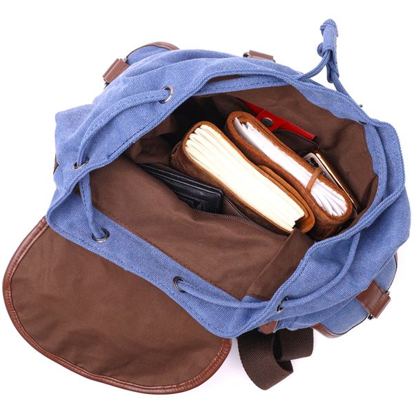 Надійний текстильний рюкзак, що закривається клапаном на магніт Vintage 22154 Синій 56790 фото