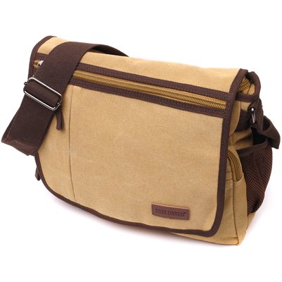 Практичная сумка через плечо для ноутбука 13" из плотного текстиля Vintage 22202 Песочный 56835 фото