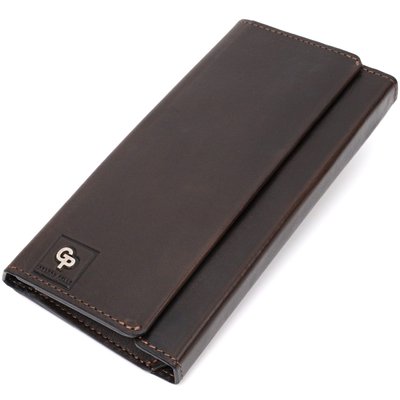 Вертикальний гаманець із відділенням для телефону з натуральної шкіри GRANDE PELLE 11645 Коричневий 56452 фото