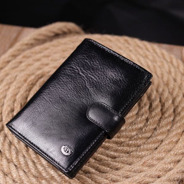 Вертикальний чоловічий гаманець із натуральної шкіри ST Leather 19406 Чорний 19406 фото