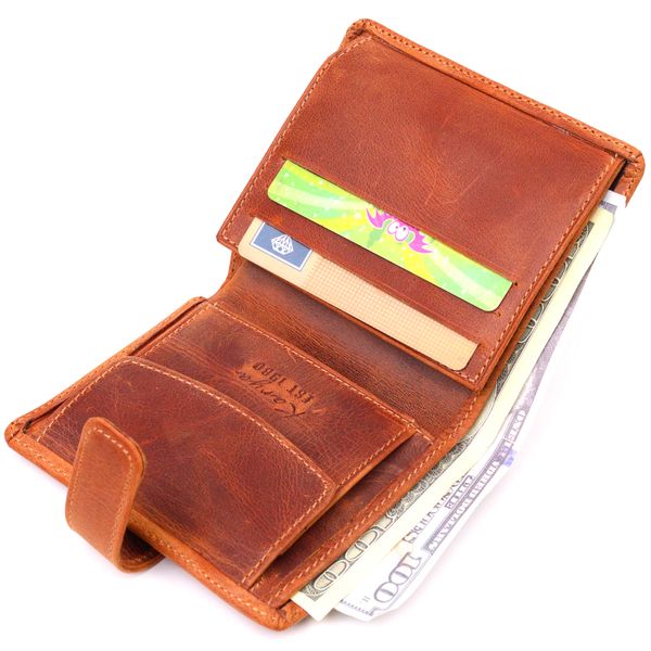 Мужской бумажник из добротной винтажной кожи KARYA 21327 Рыжий 21327 фото