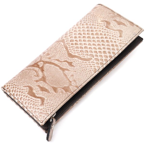 Стильний горизонтальний гаманець жіночий з натуральної фактурної шкіри KARYA 21101 Бежевий 21101 фото