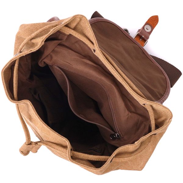 Чоловічий текстильний рюкзак, що закривається клапаном на магніт Vintage 22155 Коричневий 56791 фото