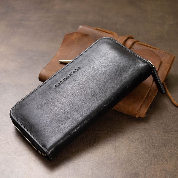Кожаный женский кошелек на молнии GRANDE PELLE 11562 Черный 11562 фото