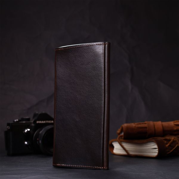 Вертикальний гаманець із відділенням для телефону з натуральної шкіри GRANDE PELLE 11645 Коричневий 56452 фото