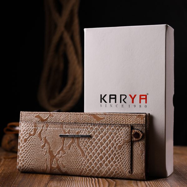Стильний горизонтальний гаманець жіночий з натуральної фактурної шкіри KARYA 21101 Бежевий 21101 фото