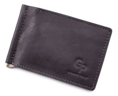 Чёрный кожаный зажим для денег с монетницой Grande Pelle 125610 125610 фото
