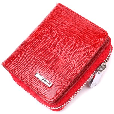 Лакированный женский кошелек с монетницей на молнии из натуральной фактурной кожи KARYA 21410 Красный 21410 фото