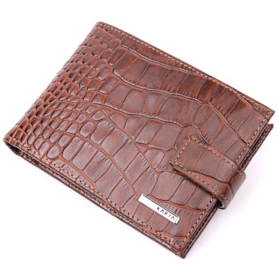 Цікавий чоловічий гаманець із натуральної шкіри з тисненням під крокодила KARYA 21202 Коричневий 21202 фото