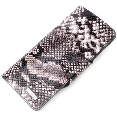 Многофункциональное женское портмоне из натуральной фактурной кожи под змею KARYA 21002 Черный 21002 фото