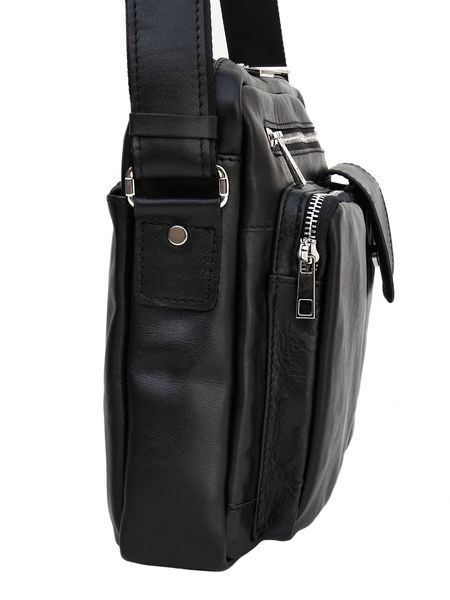 Чорна шкіряна сумка через плече формату А-4 Newery N9812GA N9812GA фото