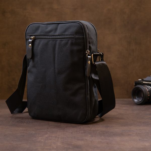 Универсальная текстильная мужская сумка на два отделения Vintage 20660 Черная 20660 фото