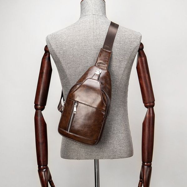 Мужская сумка-слинг кожаная 20340 Vintage Коричневая 20340 фото