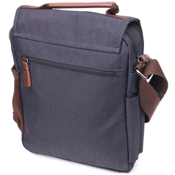 Вертикальная мужская сумка через плечо текстильная 21261 Vintage Черная 55145 фото